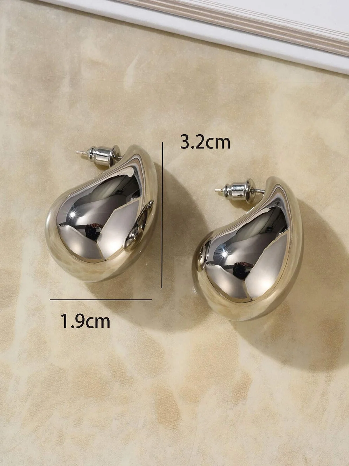 Personalized Metal Shiny Teardrop Ear Studs Ear Jewelry