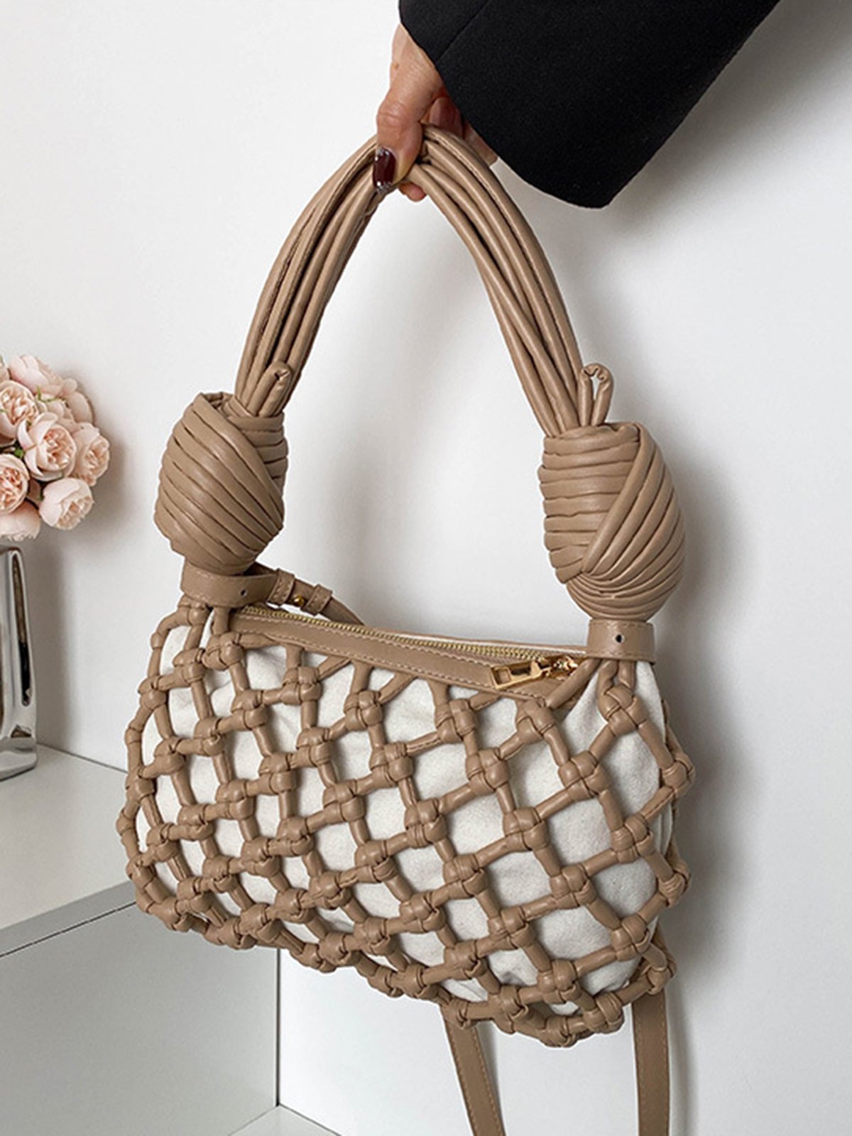 Fashionable Braided Knoted Hollow Out Underarm Bag