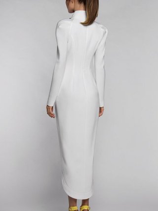white turtleneck dress long sleeve
