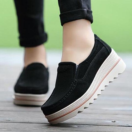 Casual Platform Slip On Suede Shoes - StyleWe.com
