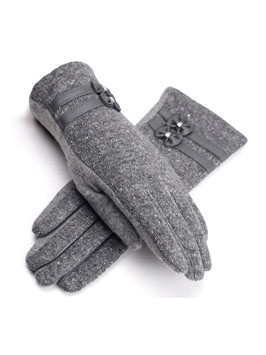 Gray Wool Casual Solid Glove