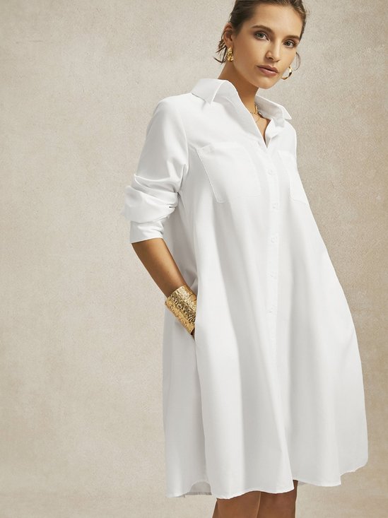 Better Basics White Simple H-Line Shirt Dress
