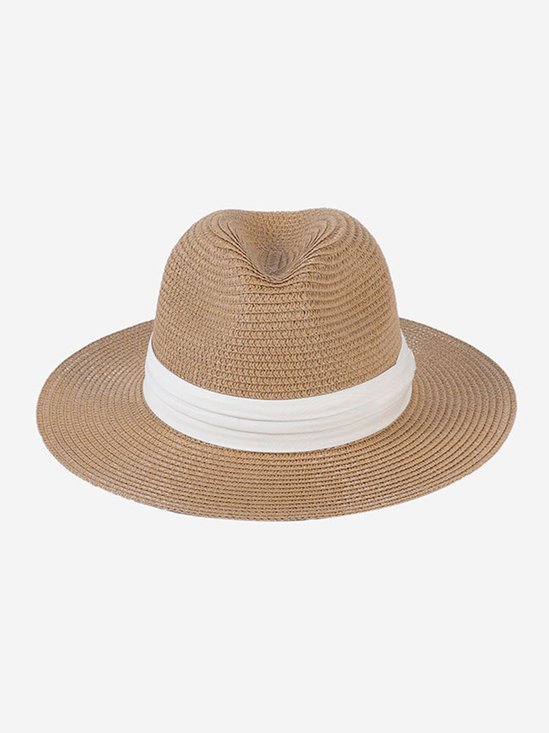 Boho Color-block Breathable Straw Hat For Vacation