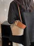 Designer Clutch Color-block Buckle Decor Bucket Handbag with Crossbody Strap
