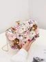 Elegant Floral Beaded Clutch Bag with Crossbody Chain Strap