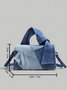 Fashionable Color Block Denim Stitching Handbag With Crossbody Strap