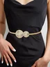 Round Buckle Elastic Thin Belt Elegant Dress Decoration